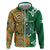 Australia And Ireland Rugby Custom Zip Hoodie Walllabies And Shamrock Together