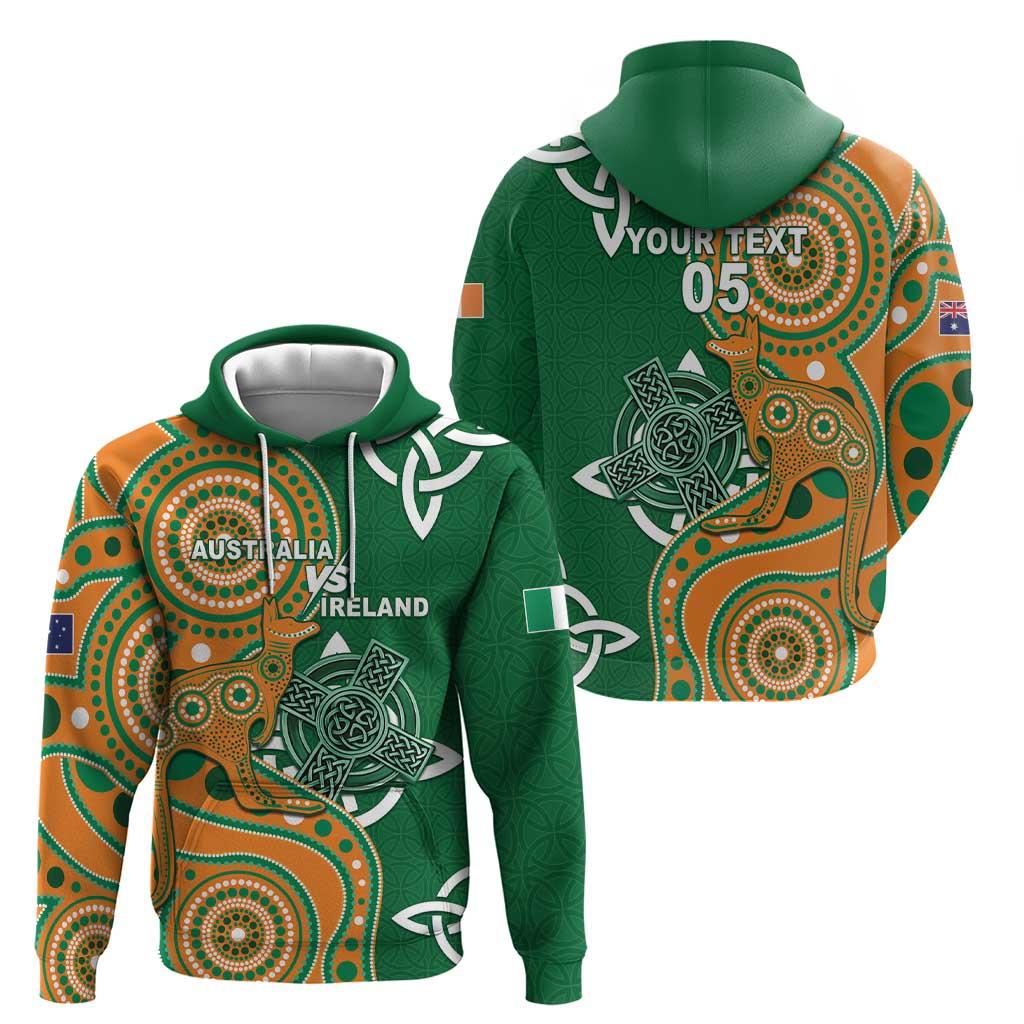 Australia And Ireland Rugby Custom Zip Hoodie Walllabies And Shamrock Together