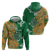 Australia And Ireland Rugby Custom Zip Hoodie Walllabies And Shamrock Together