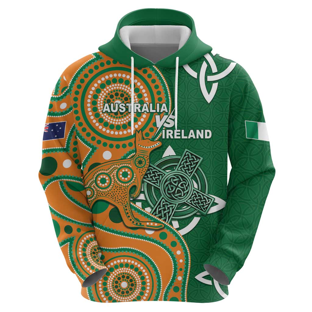Australia And Ireland Rugby Custom Zip Hoodie Walllabies And Shamrock Together