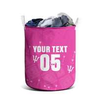 Custom Barbados 2026 Cricket Laundry Basket Tridents Rise Pink Version