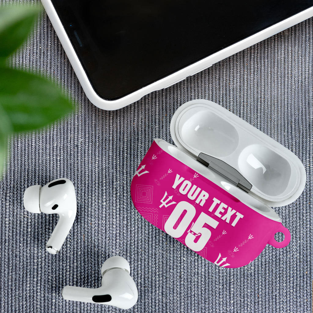 Custom Barbados 2026 Cricket AirPods Case Tridents Rise Pink Version