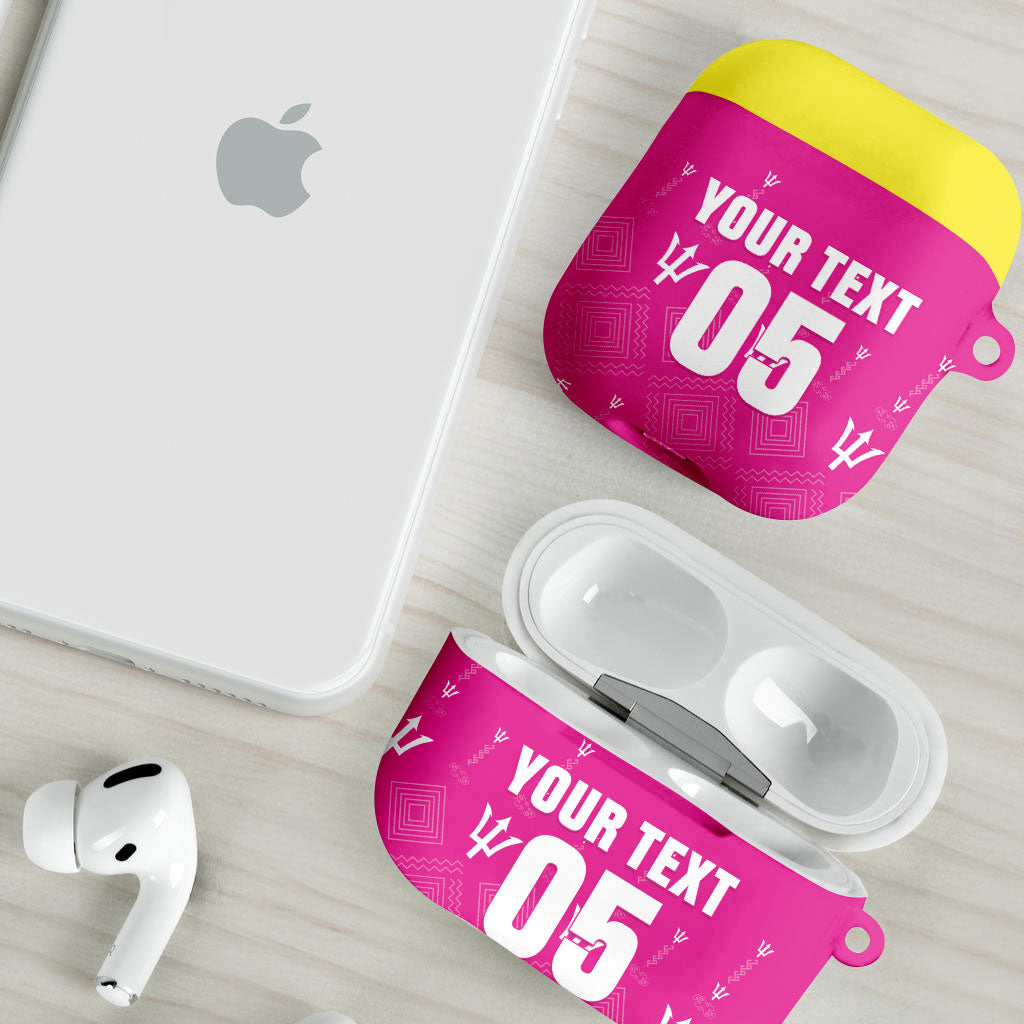 Custom Barbados 2026 Cricket AirPods Case Tridents Rise Pink Version