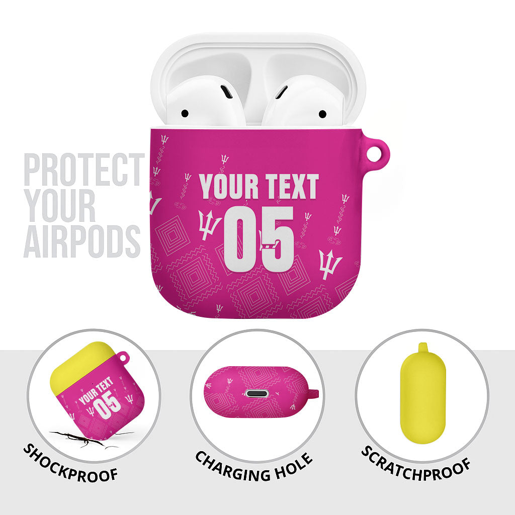 Custom Barbados 2026 Cricket AirPods Case Tridents Rise Pink Version