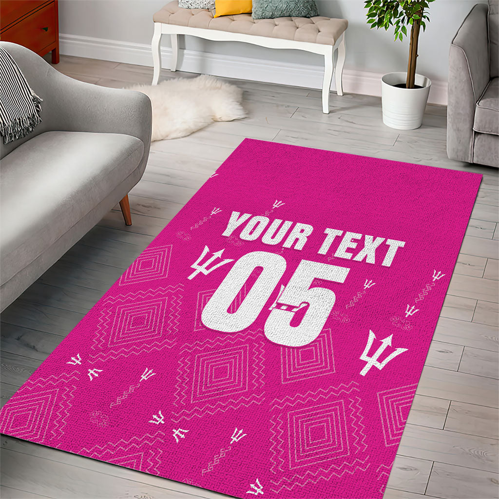 Custom Barbados 2026 Cricket Area Rug Tridents Rise Pink Version