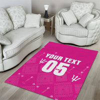 Custom Barbados 2026 Cricket Area Rug Tridents Rise Pink Version