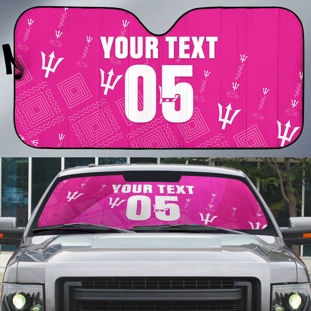 Custom Barbados 2026 Cricket Auto Sun Shade Tridents Rise Pink Version