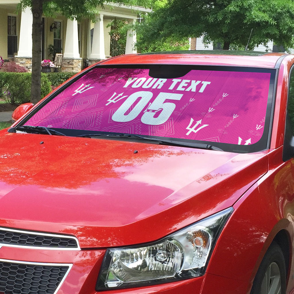 Custom Barbados 2026 Cricket Auto Sun Shade Tridents Rise Pink Version