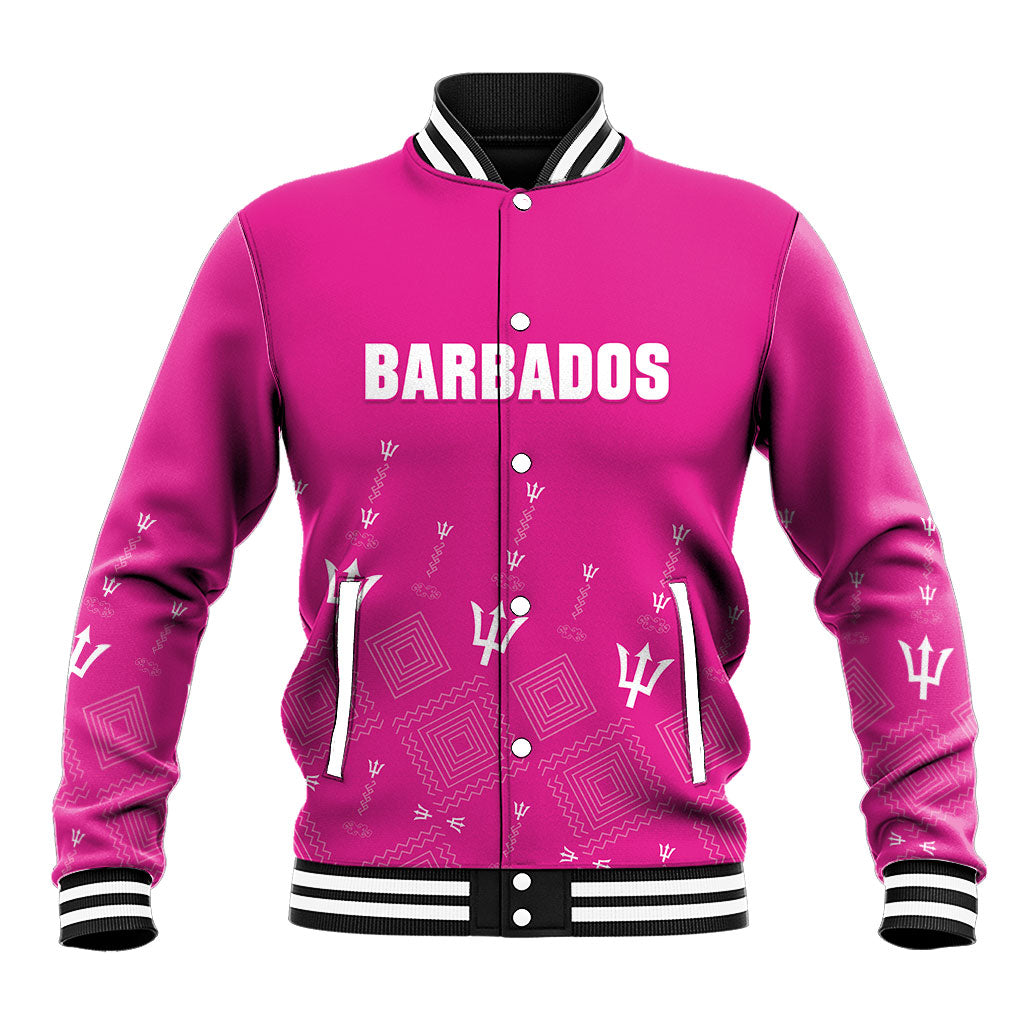 Custom Barbados 2026 Cricket Baseball Jacket Tridents Rise Pink Version