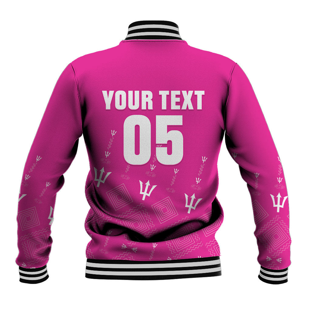 Custom Barbados 2026 Cricket Baseball Jacket Tridents Rise Pink Version