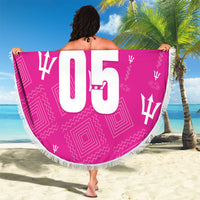 Custom Barbados 2026 Cricket Beach Blanket Tridents Rise Pink Version
