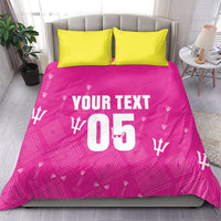 Custom Barbados 2026 Cricket Bedding Set Tridents Rise Pink Version