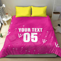 Custom Barbados 2026 Cricket Bedding Set Tridents Rise Pink Version
