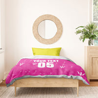 Custom Barbados 2026 Cricket Bedding Set Tridents Rise Pink Version