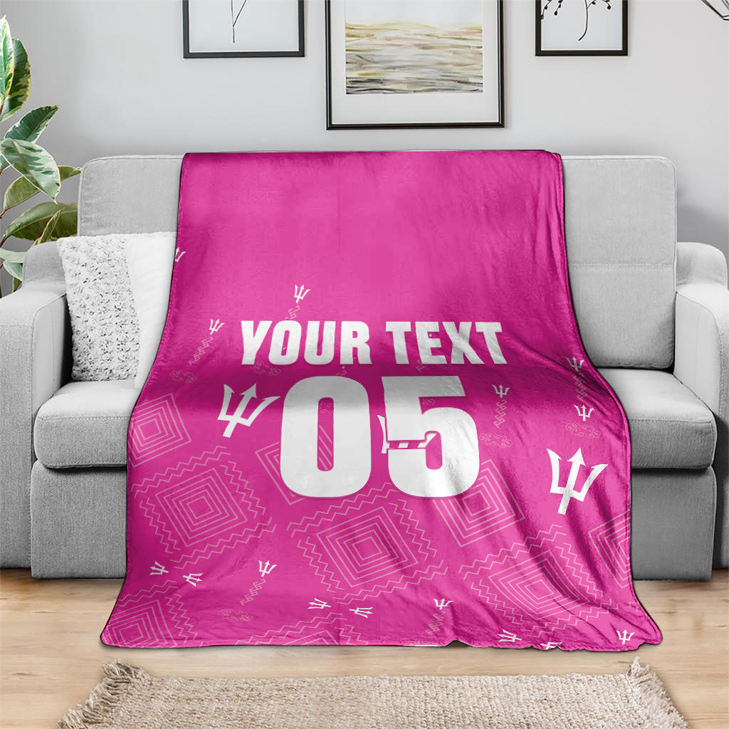 Custom Barbados 2026 Cricket Blanket Tridents Rise Pink Version