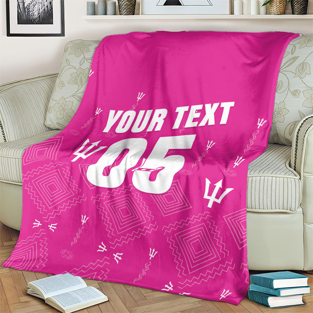 Custom Barbados 2026 Cricket Blanket Tridents Rise Pink Version