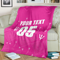 Custom Barbados 2026 Cricket Blanket Tridents Rise Pink Version