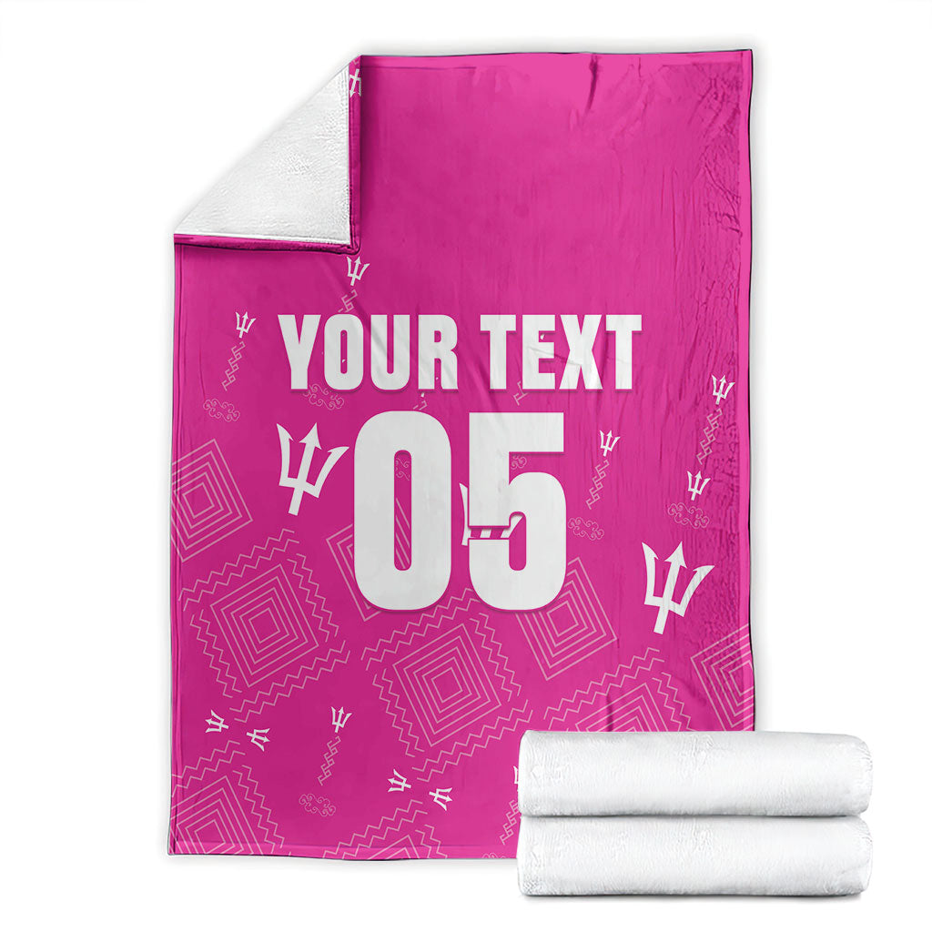 Custom Barbados 2026 Cricket Blanket Tridents Rise Pink Version