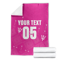 Custom Barbados 2026 Cricket Blanket Tridents Rise Pink Version