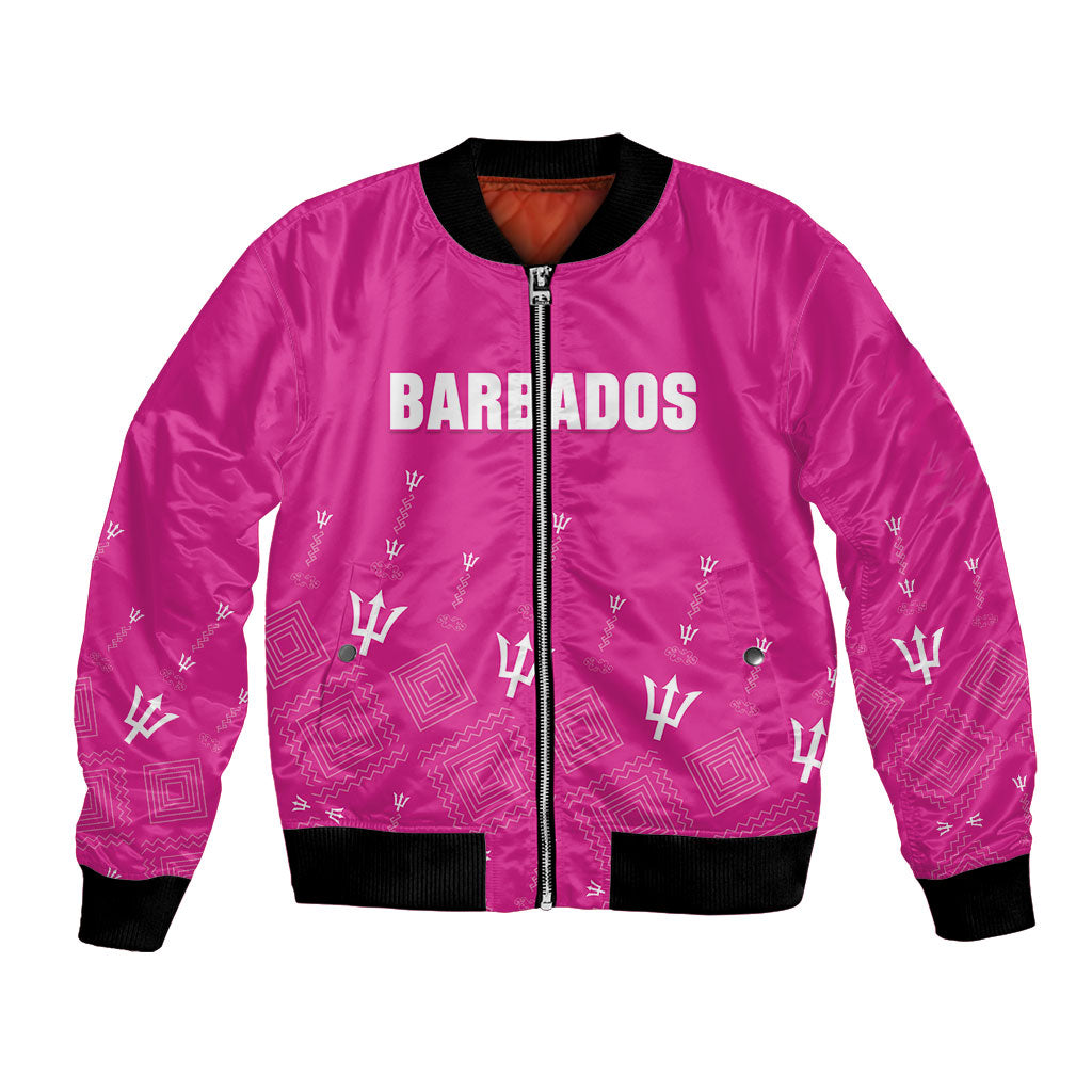 Custom Barbados 2026 Cricket Bomber Jacket Tridents Rise Pink Version