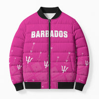 Custom Barbados 2026 Cricket Bomber Puffer Jacket Tridents Rise Pink Version