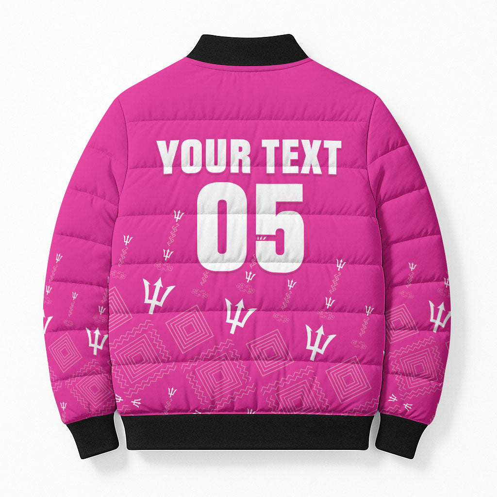 Custom Barbados 2026 Cricket Bomber Puffer Jacket Tridents Rise Pink Version