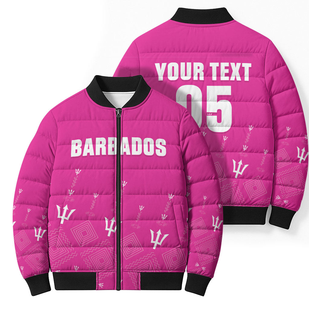 Custom Barbados 2026 Cricket Bomber Puffer Jacket Tridents Rise Pink Version