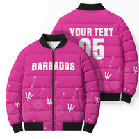 Custom Barbados 2026 Cricket Bomber Puffer Jacket Tridents Rise Pink Version