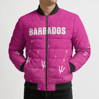 Custom Barbados 2026 Cricket Bomber Puffer Jacket Tridents Rise Pink Version