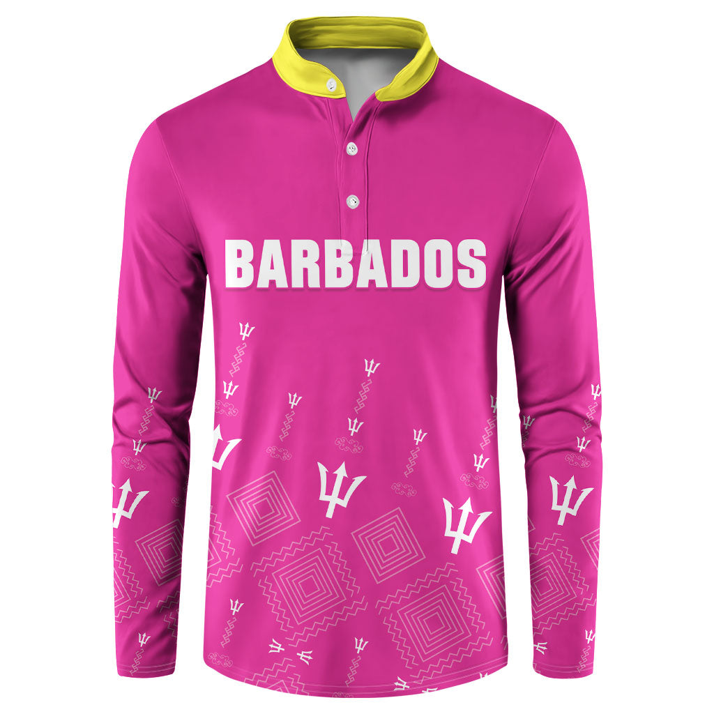 Custom Barbados 2026 Cricket Button Sweatshirt Tridents Rise Pink Version