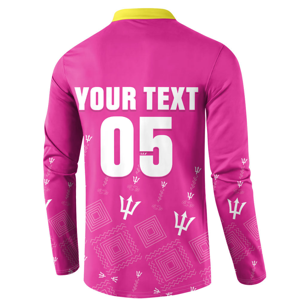 Custom Barbados 2026 Cricket Button Sweatshirt Tridents Rise Pink Version