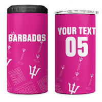 Custom Barbados 2026 Cricket 4 in 1 Can Cooler Tumbler Tridents Rise Pink Version