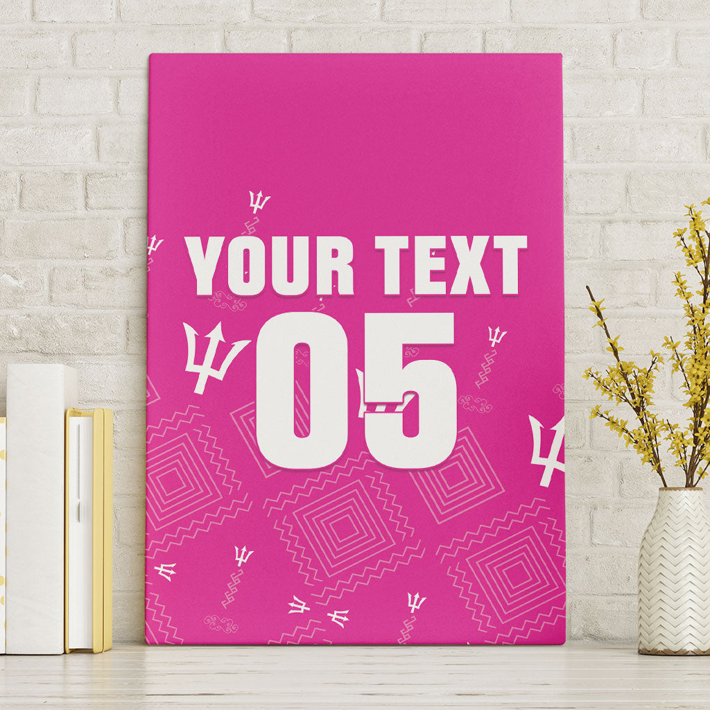 Custom Barbados 2026 Cricket Canvas Wall Art Tridents Rise Pink Version