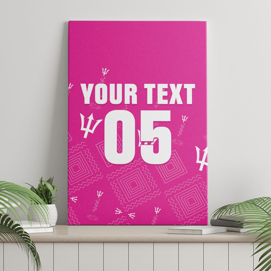 Custom Barbados 2026 Cricket Canvas Wall Art Tridents Rise Pink Version