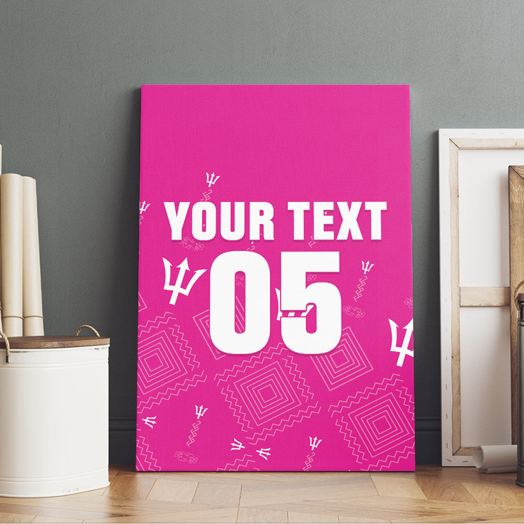 Custom Barbados 2026 Cricket Canvas Wall Art Tridents Rise Pink Version
