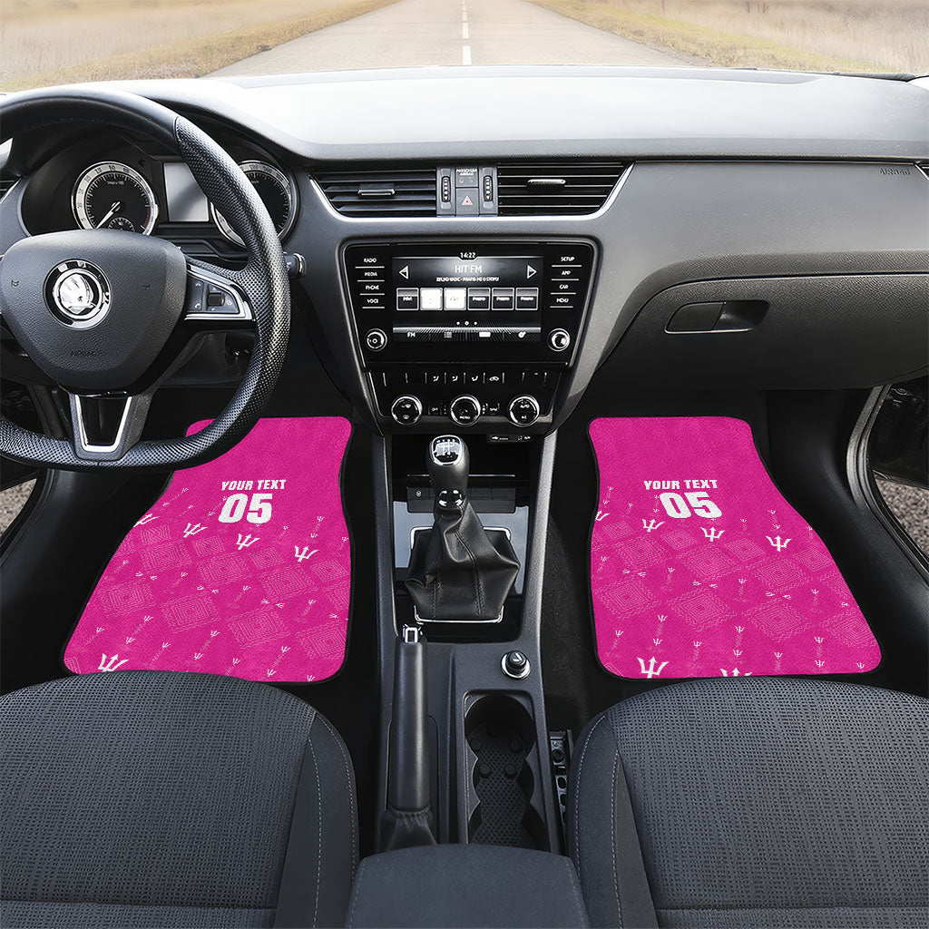Custom Barbados 2026 Cricket Car Mats Tridents Rise Pink Version