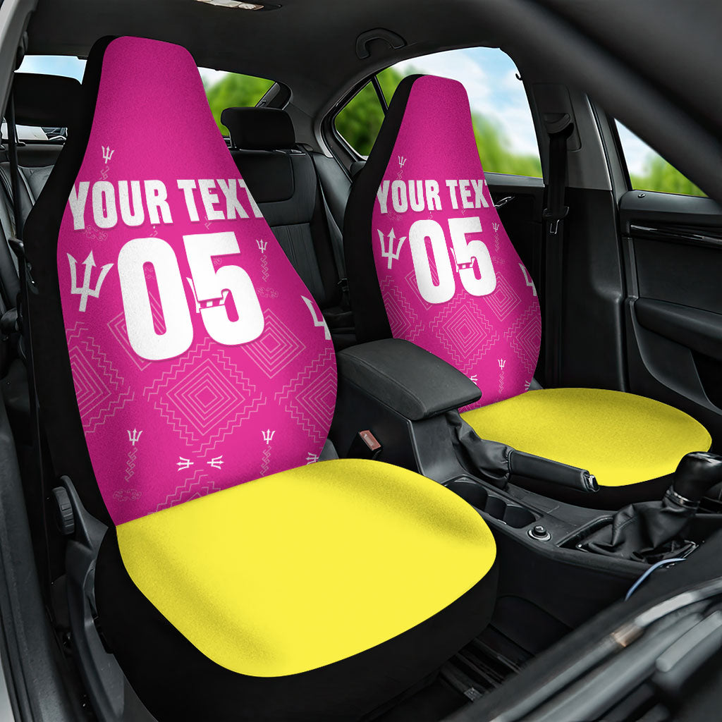 Custom Barbados 2026 Cricket Car Seat Cover Tridents Rise Pink Version