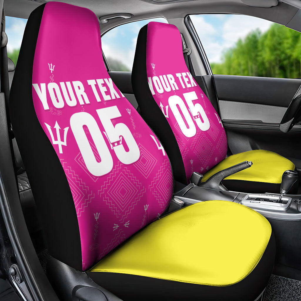Custom Barbados 2026 Cricket Car Seat Cover Tridents Rise Pink Version