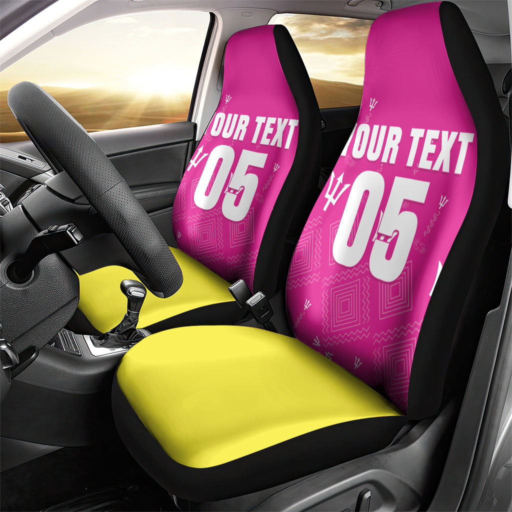 Custom Barbados 2026 Cricket Car Seat Cover Tridents Rise Pink Version