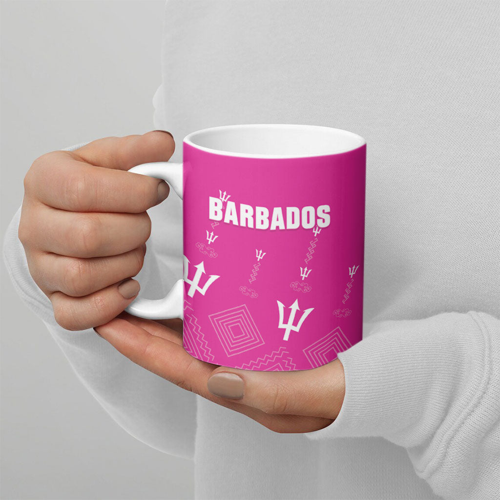Custom Barbados 2026 Cricket Ceramic Mug Tridents Rise Pink Version