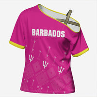 Custom Barbados 2026 Cricket Cross Shoulder Shirt Tridents Rise Pink Version
