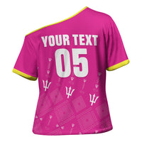 Custom Barbados 2026 Cricket Cross Shoulder Shirt Tridents Rise Pink Version