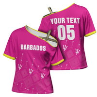 Custom Barbados 2026 Cricket Cross Shoulder Shirt Tridents Rise Pink Version