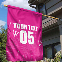 Custom Barbados 2026 Cricket Garden Flag Tridents Rise Pink Version