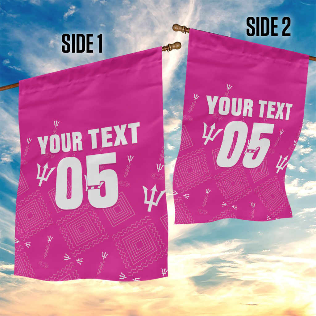 Custom Barbados 2026 Cricket Garden Flag Tridents Rise Pink Version