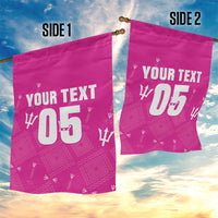 Custom Barbados 2026 Cricket Garden Flag Tridents Rise Pink Version