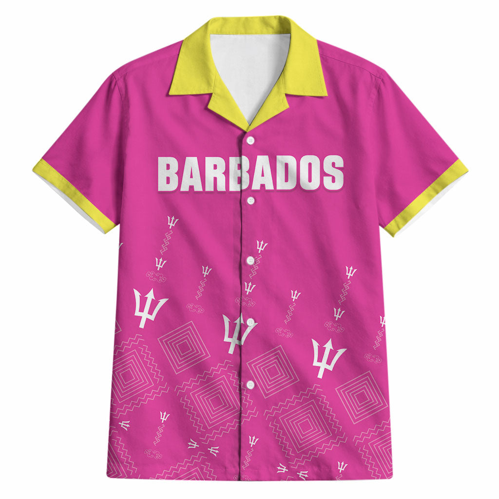 Custom Barbados 2026 Cricket Hawaiian Shirt Tridents Rise Pink Version