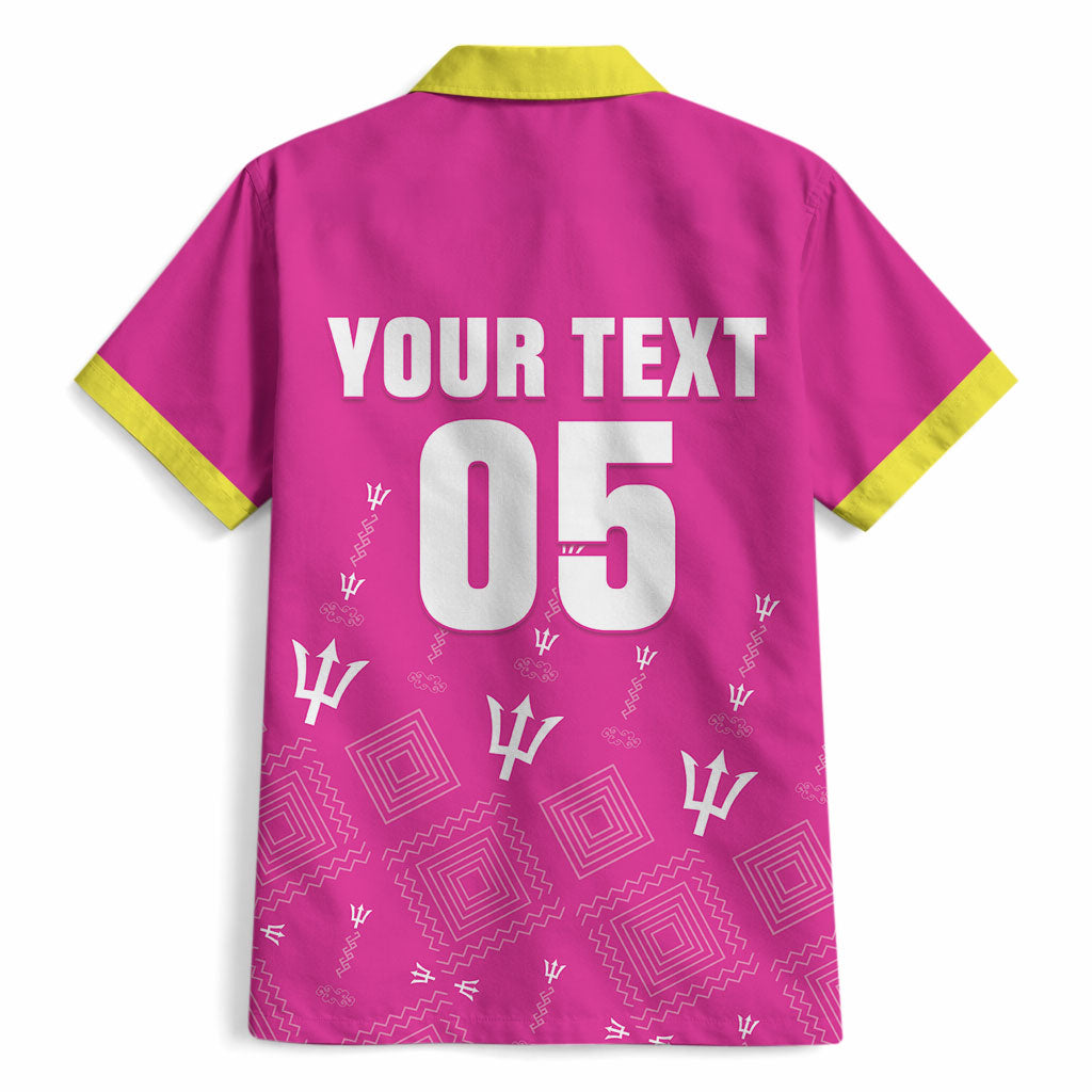 Custom Barbados 2026 Cricket Hawaiian Shirt Tridents Rise Pink Version