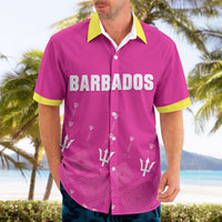 Custom Barbados 2026 Cricket Hawaiian Shirt Tridents Rise Pink Version