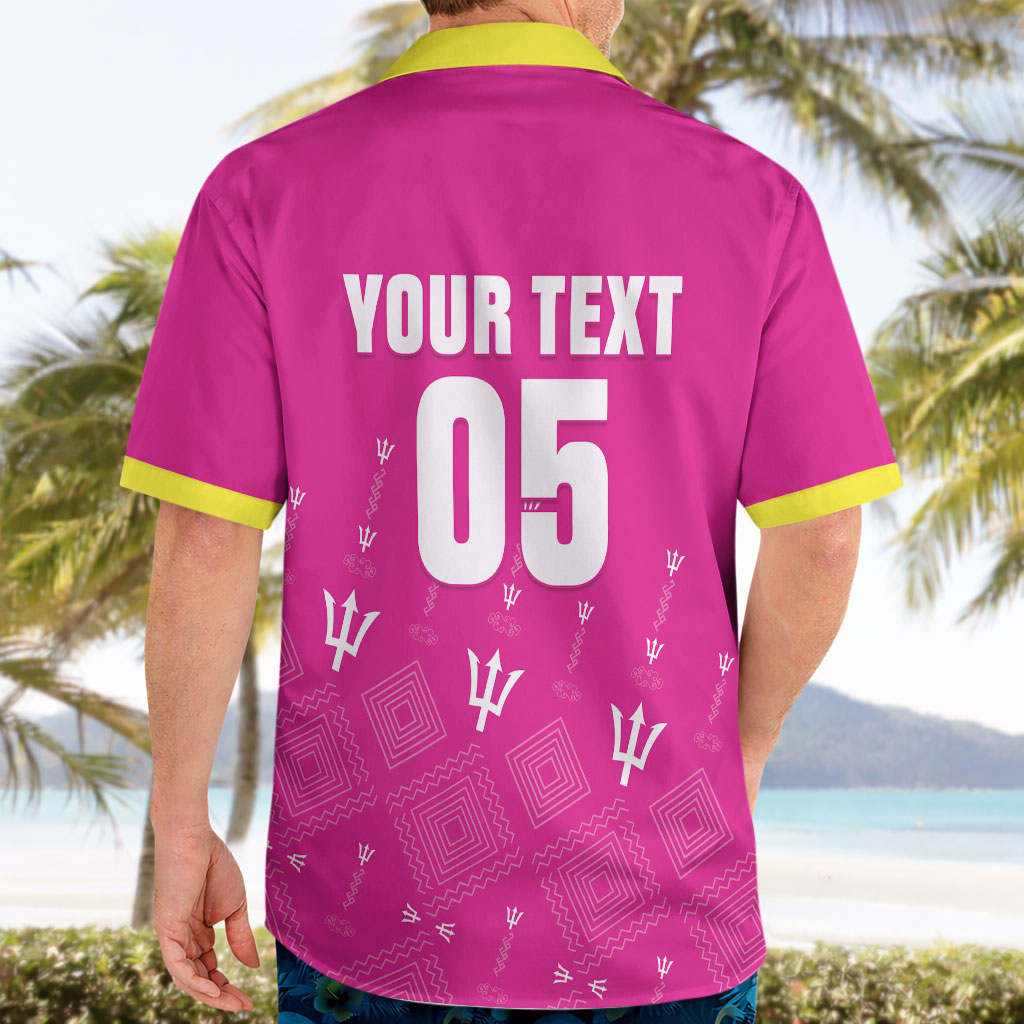 Custom Barbados 2026 Cricket Hawaiian Shirt Tridents Rise Pink Version